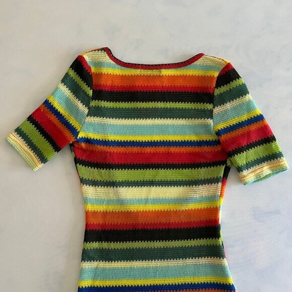 NWT Edikted Rainbow Striped Open Front Knit Coverup Dress - Picture 4 of 8
